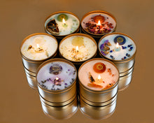 Load image into Gallery viewer, 8 oz Scented Chakra Candles with Gemstones and Herbs