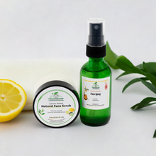Load image into Gallery viewer, Natural lemon face scrub and rosewater chamomile face spray