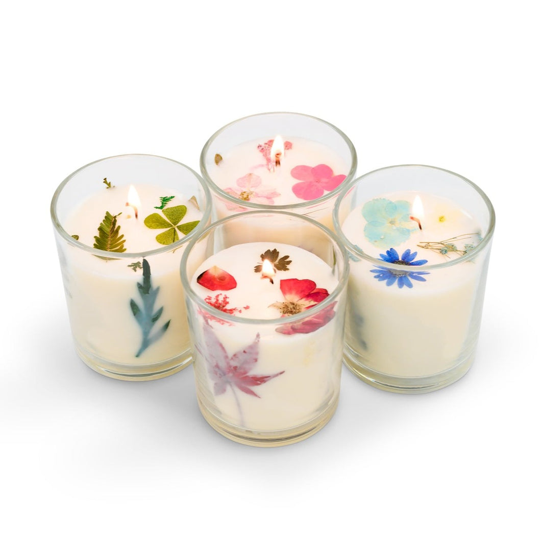 Scented Garden Candles with Pressed Herbs