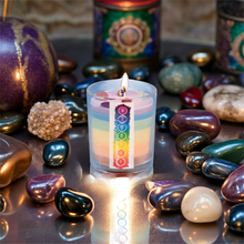 Load image into Gallery viewer, Layered Chakra Candle With infused Healing Stones

