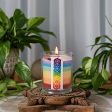 Load image into Gallery viewer, Layered Chakra Candle With infused Healing Stones
